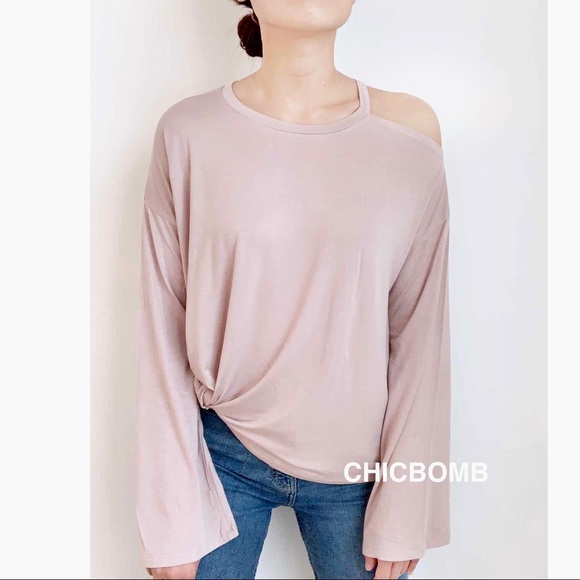 CHICBOMB Tops - DROP SHOULDER CUT OUT LONG SLEEVE TOP
